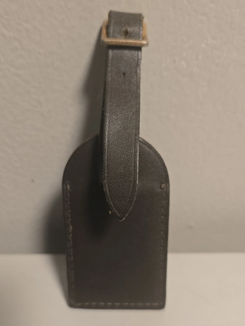 Louis Vuitton Brown Leather Luggage Tag with Orange Initials